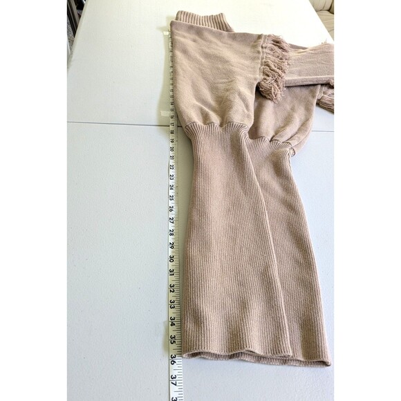 Fashion Nova Isla Taupe Fringed Mini Sweater Dress Size Small Heavy Knit - Picture 13 of 13